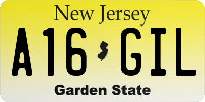 NJ license plate A16GIL