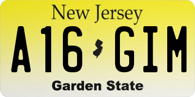 NJ license plate A16GIM
