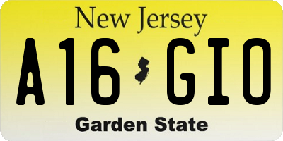 NJ license plate A16GIO