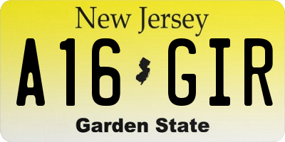 NJ license plate A16GIR