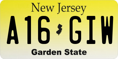 NJ license plate A16GIW