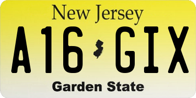 NJ license plate A16GIX