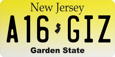 NJ license plate A16GIZ