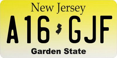 NJ license plate A16GJF