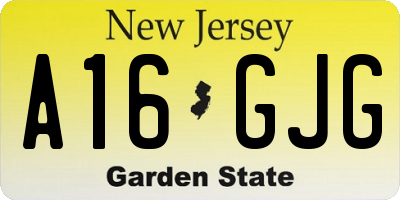 NJ license plate A16GJG