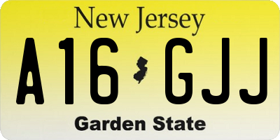 NJ license plate A16GJJ
