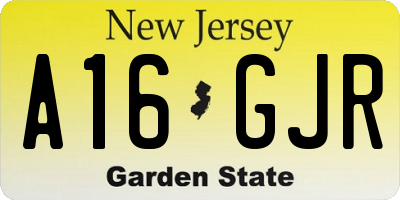 NJ license plate A16GJR
