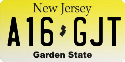 NJ license plate A16GJT