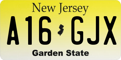 NJ license plate A16GJX