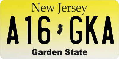 NJ license plate A16GKA