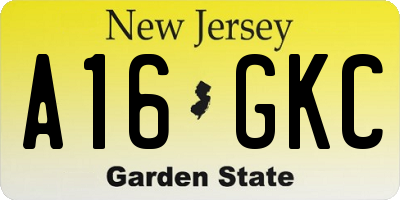 NJ license plate A16GKC