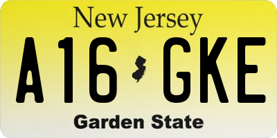 NJ license plate A16GKE