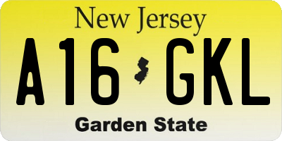 NJ license plate A16GKL