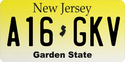 NJ license plate A16GKV