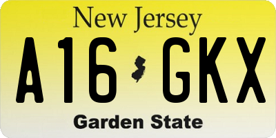 NJ license plate A16GKX