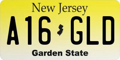 NJ license plate A16GLD