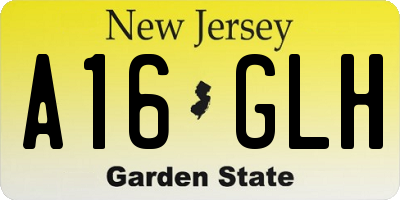 NJ license plate A16GLH