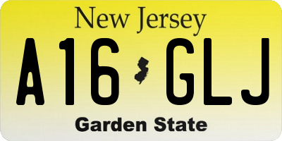 NJ license plate A16GLJ