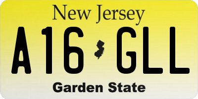 NJ license plate A16GLL