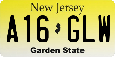 NJ license plate A16GLW