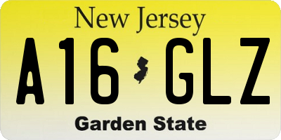 NJ license plate A16GLZ