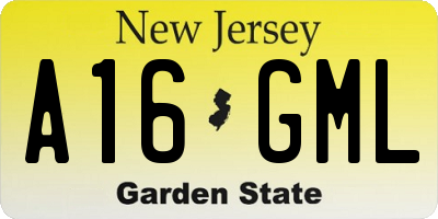 NJ license plate A16GML