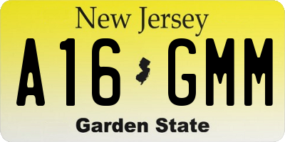 NJ license plate A16GMM