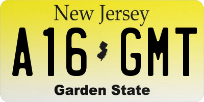NJ license plate A16GMT
