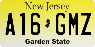 NJ license plate A16GMZ