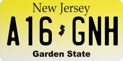 NJ license plate A16GNH