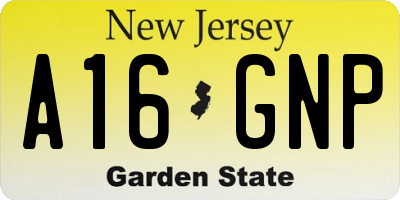 NJ license plate A16GNP