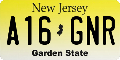 NJ license plate A16GNR