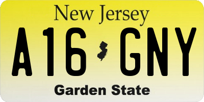 NJ license plate A16GNY