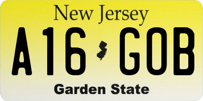 NJ license plate A16GOB