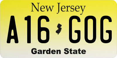 NJ license plate A16GOG