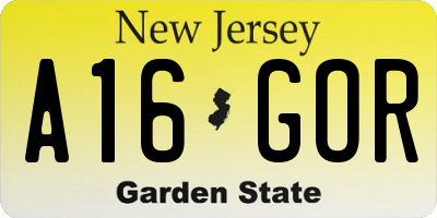 NJ license plate A16GOR