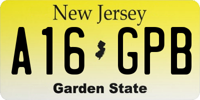 NJ license plate A16GPB