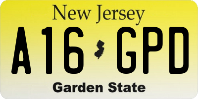 NJ license plate A16GPD