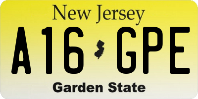 NJ license plate A16GPE