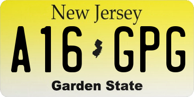 NJ license plate A16GPG