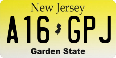 NJ license plate A16GPJ