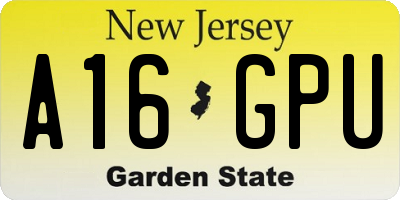NJ license plate A16GPU