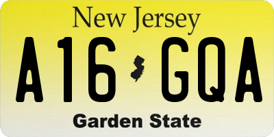 NJ license plate A16GQA