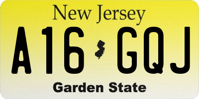 NJ license plate A16GQJ