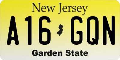 NJ license plate A16GQN