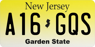 NJ license plate A16GQS
