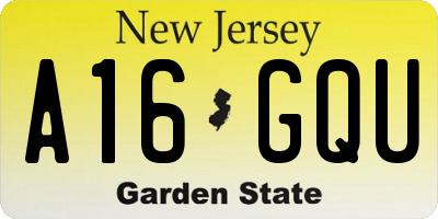 NJ license plate A16GQU