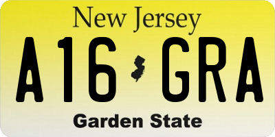 NJ license plate A16GRA