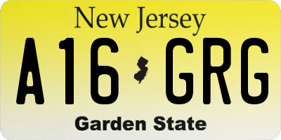 NJ license plate A16GRG