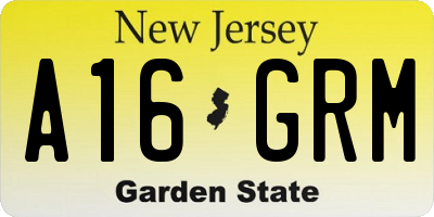 NJ license plate A16GRM